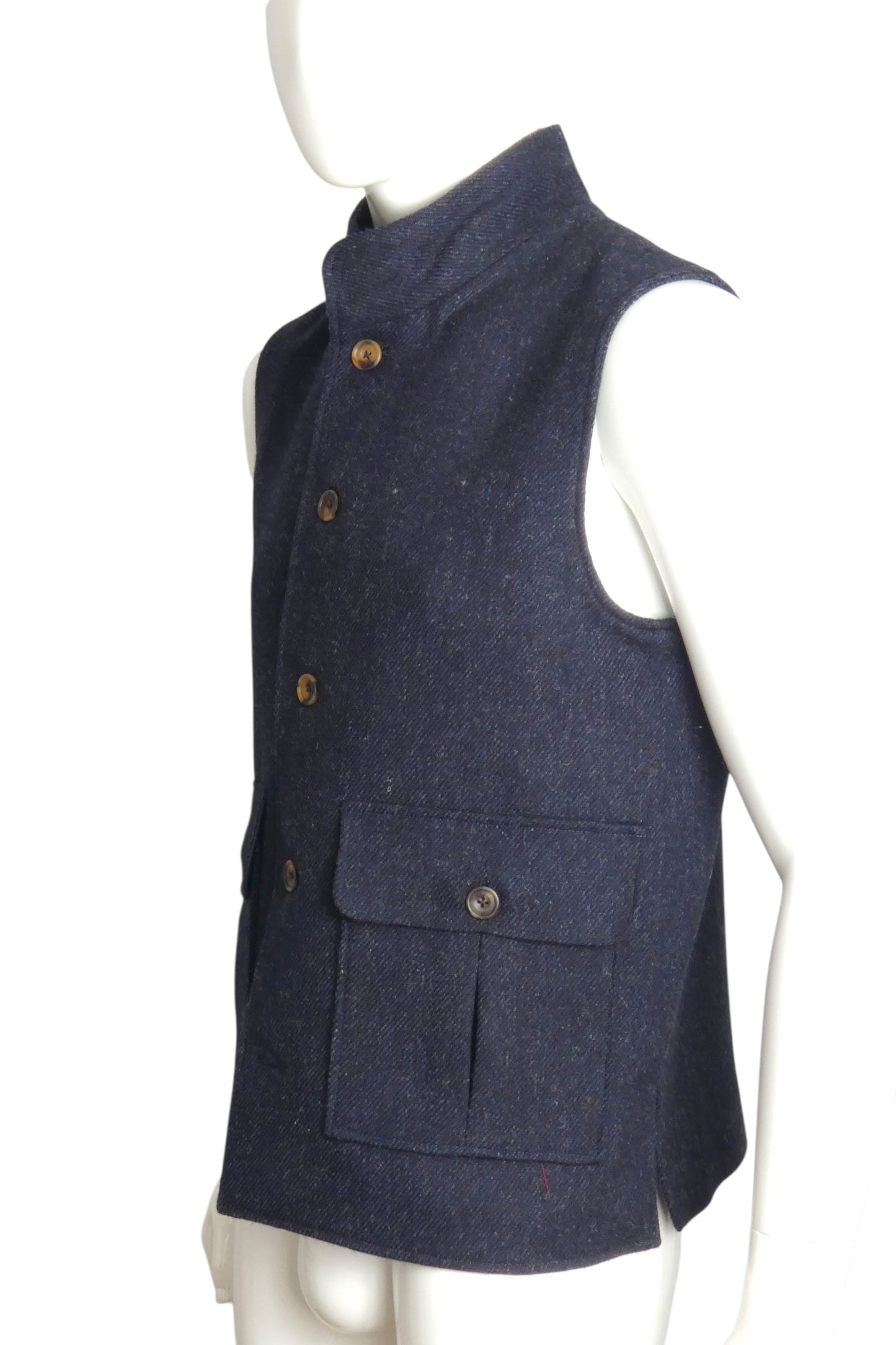 THE MERCHANT FOX- Navy Wool Tweed Vest, Size Medium