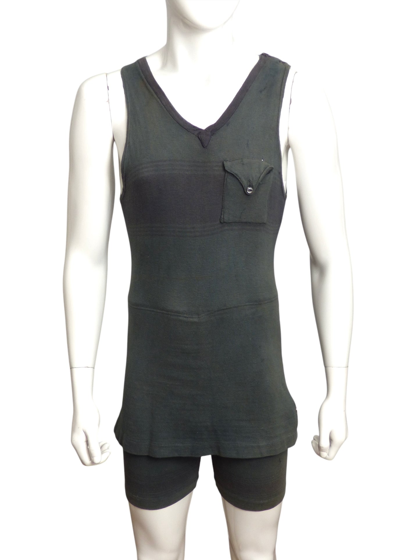 AS IS 1920s  Grey Cotton Swimsuit, Size Med