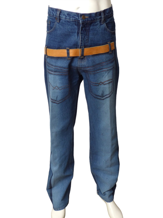 A'N- Backward Print Denim Jeans, Waist-36"