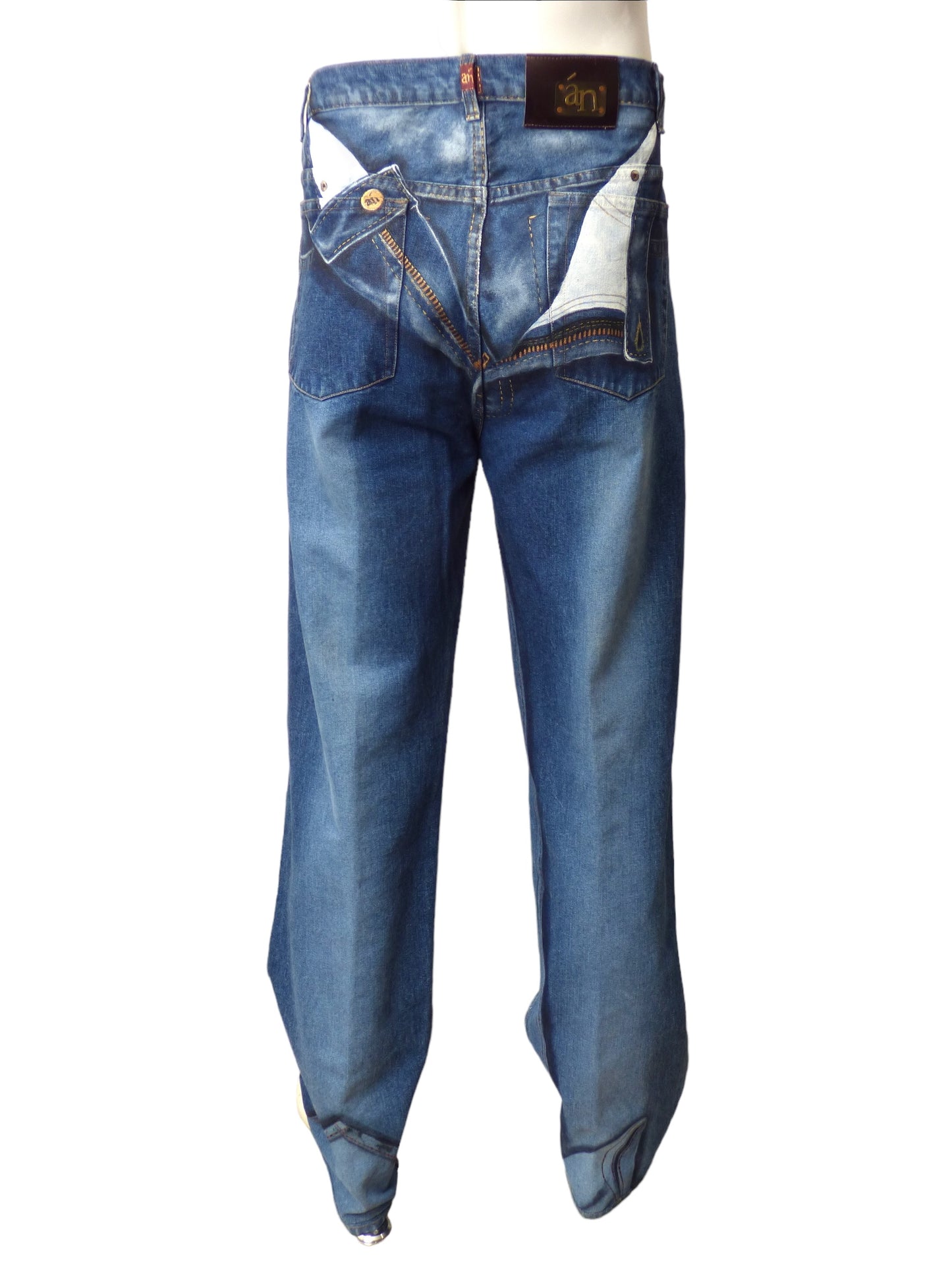 A'N- Backward Print Denim Jeans, Waist-36"