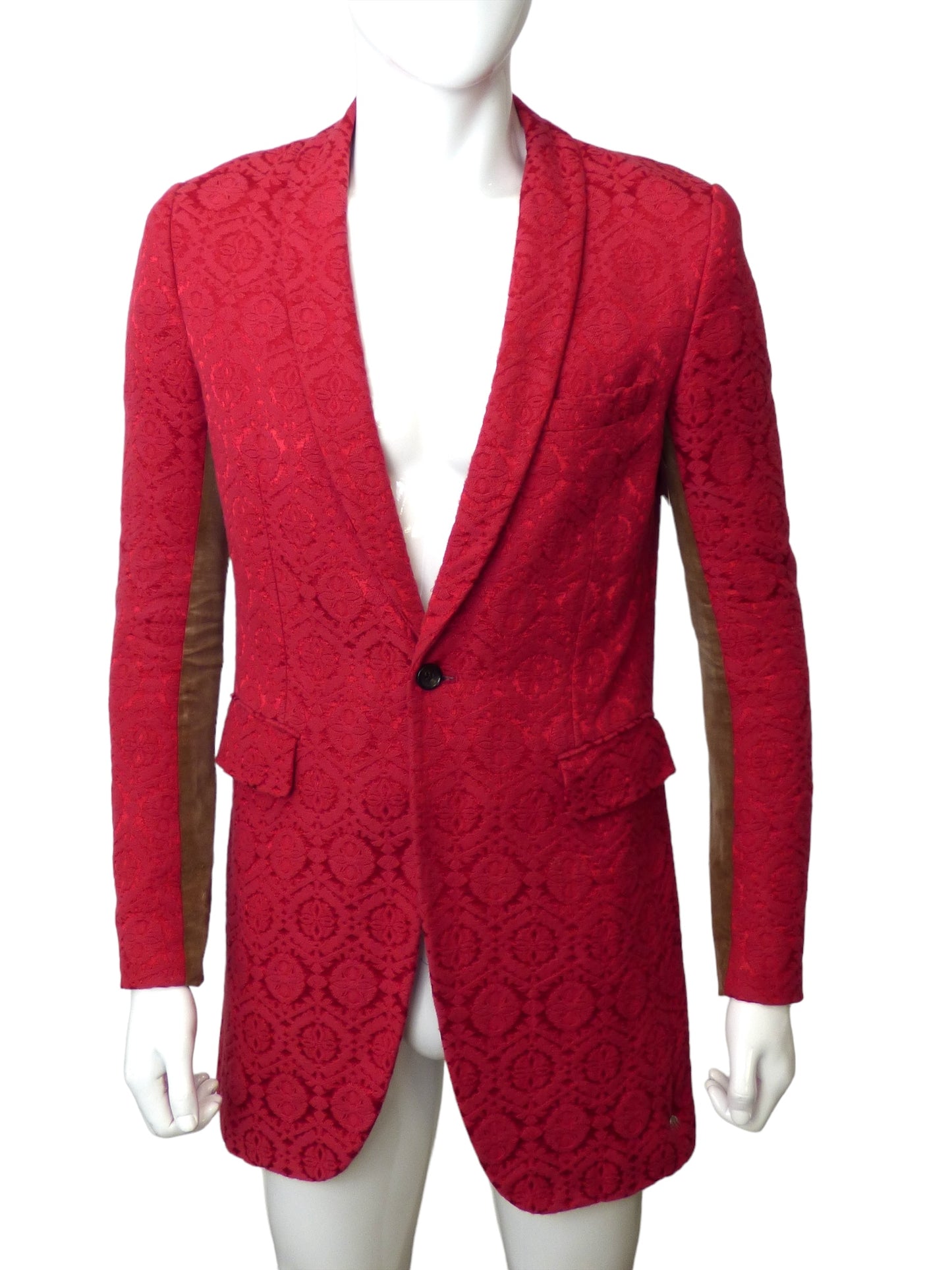 COMME DES GARCONS- 2013 Red Brocade Blazer, Size Large