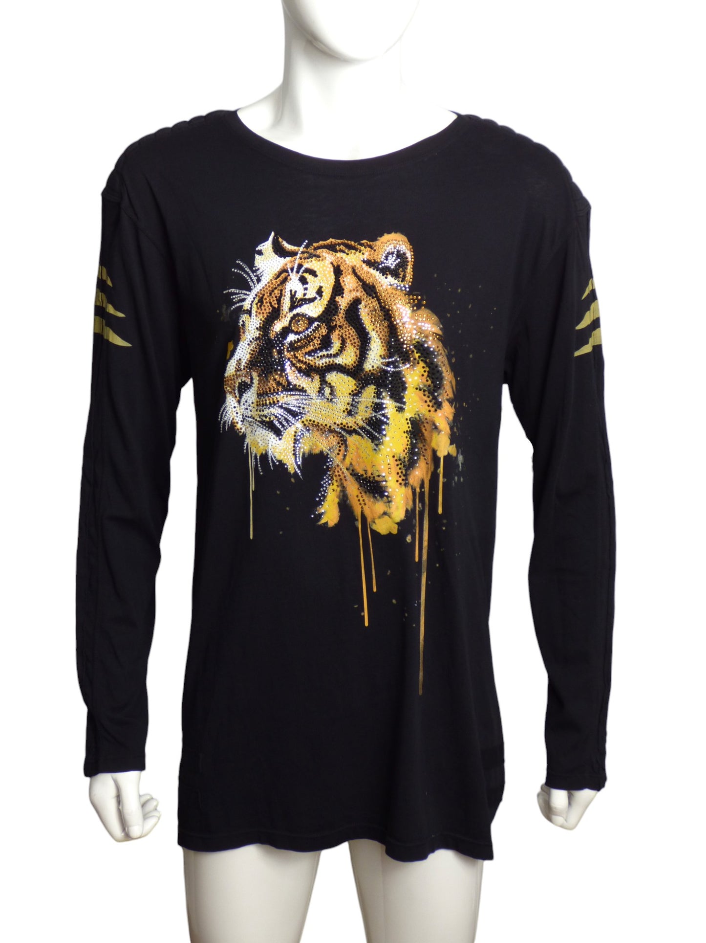 ROBIN'S JEANS- NWT Rhinestone Tiger L/S T-Shirt, Size XL