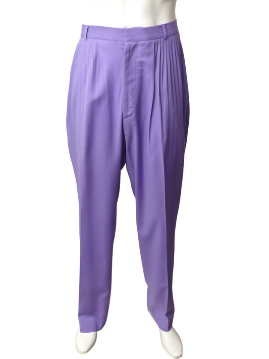 GIANNI VERSACE- 1990s Lavender Wool Pleated Trousers, Waist-38"