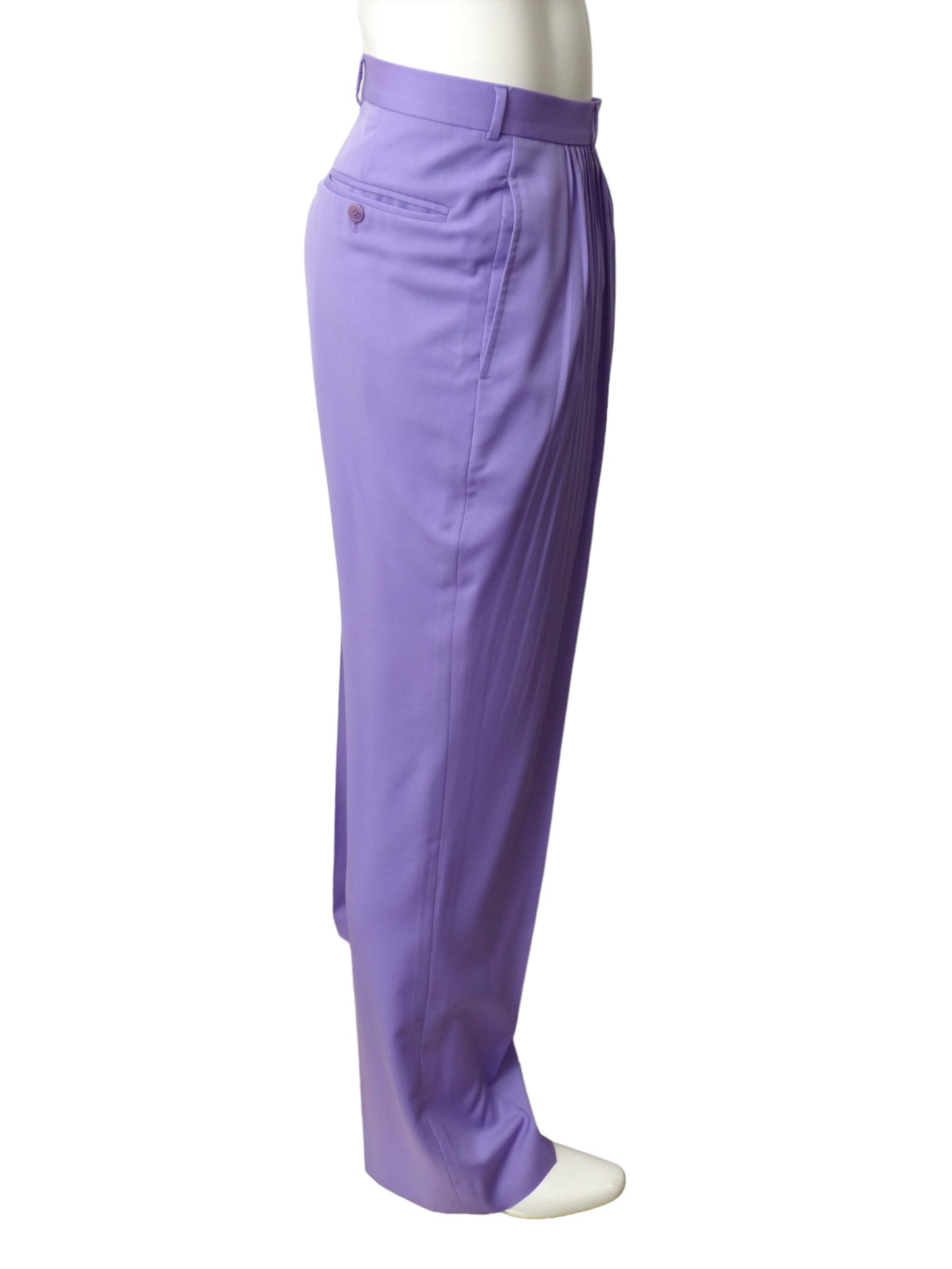 GIANNI VERSACE- 1990s Lavender Wool Pleated Trousers, Waist-38"