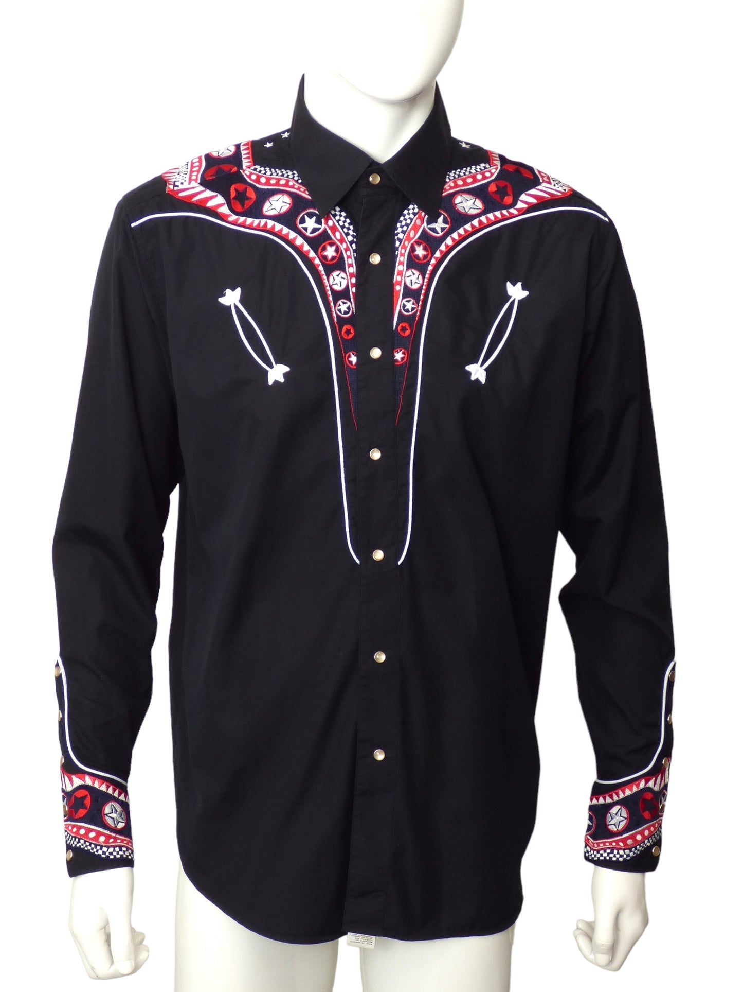 CHRISTIAN LACROIX- Black Embroidered Western Shirt, Size XL