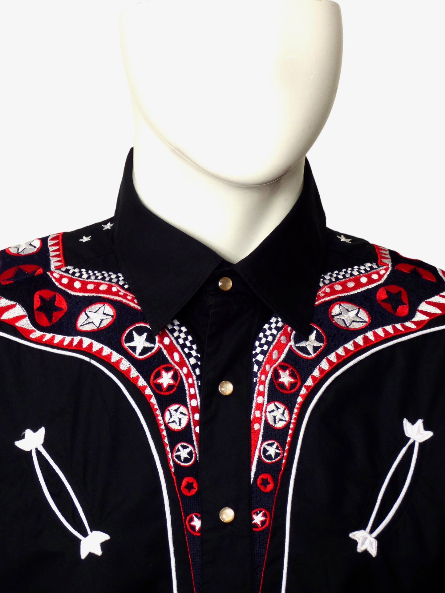 CHRISTIAN LACROIX- Black Embroidered Western Shirt, Size XL