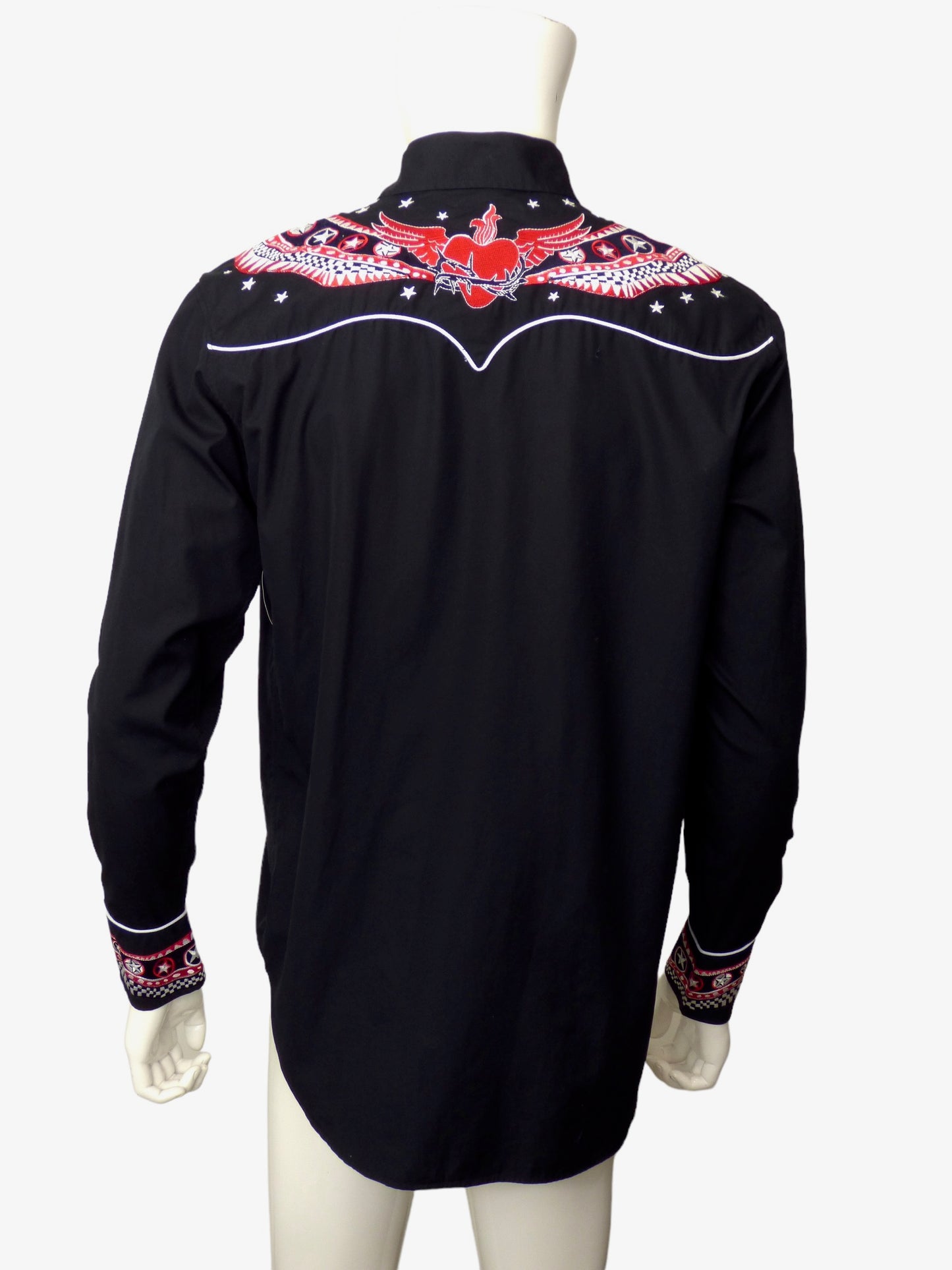 CHRISTIAN LACROIX- Black Embroidered Western Shirt, Size XL