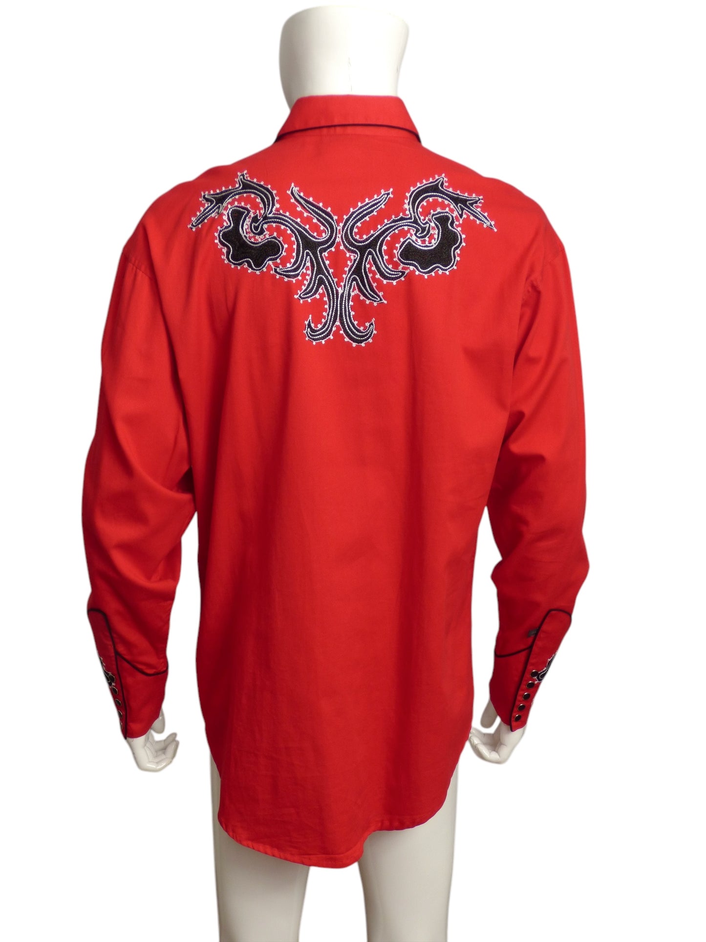 ROCKMOUNT- Red Embroidered Western Shirt, Size Large