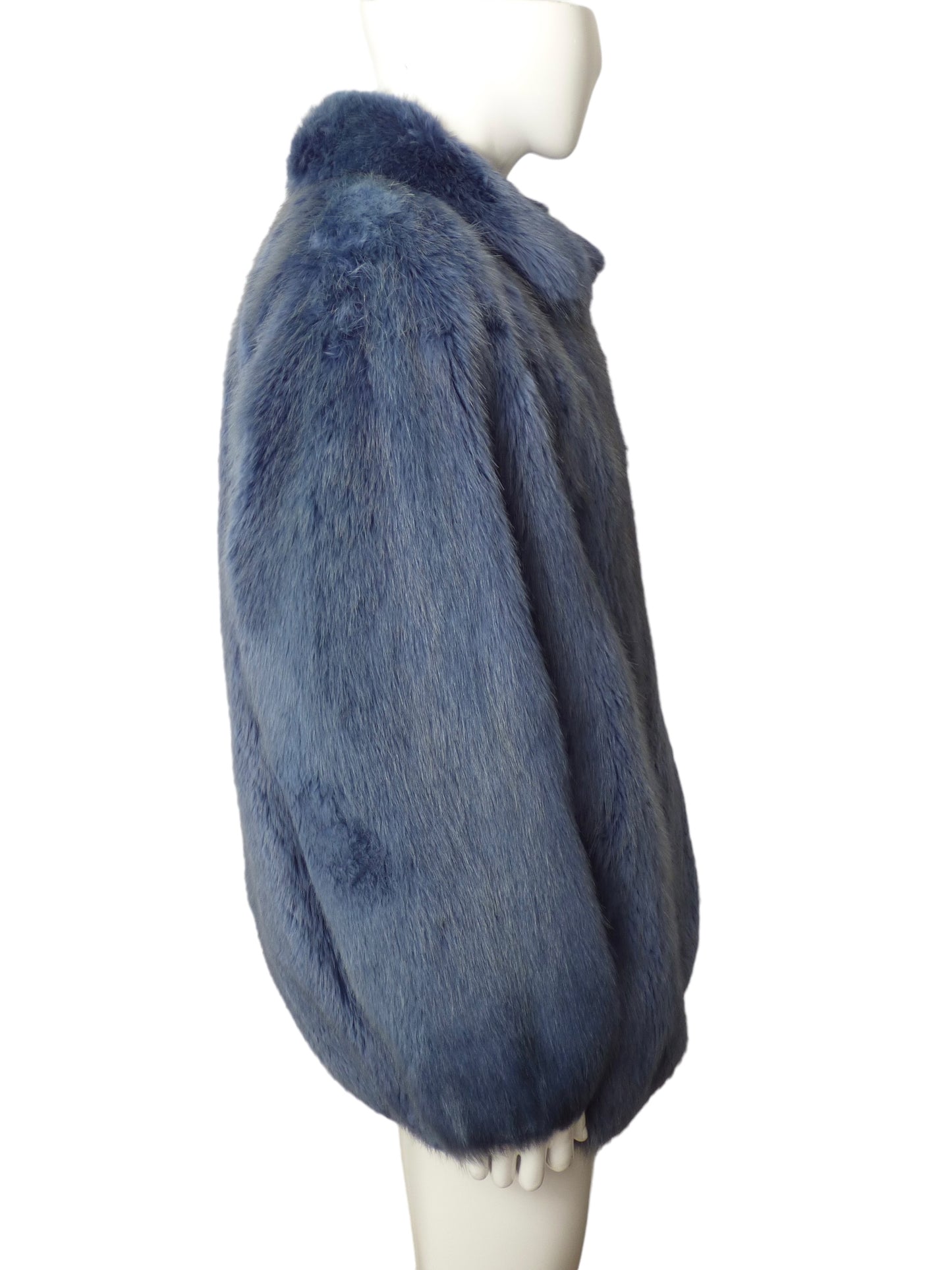 Dyed Blue Fox Fur Coat, Size-2XL