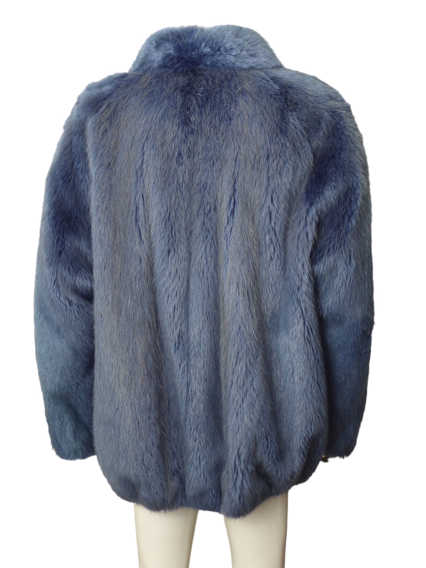 Dyed Blue Fox Fur Coat, Size-2XL