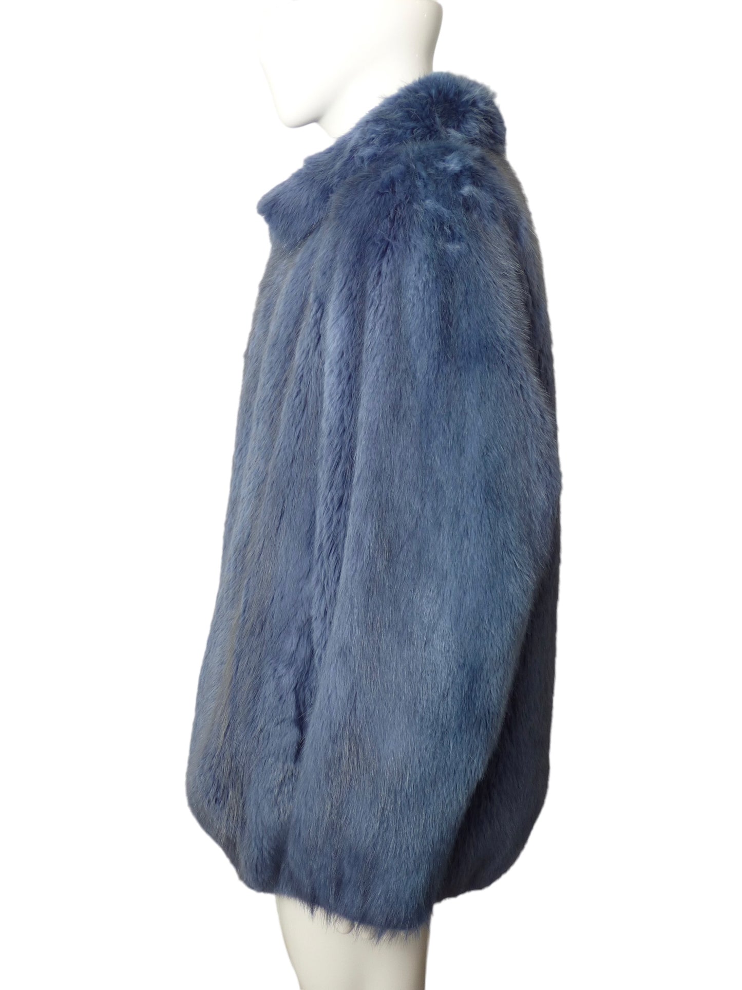 Dyed Blue Fox Fur Coat, Size-2XL