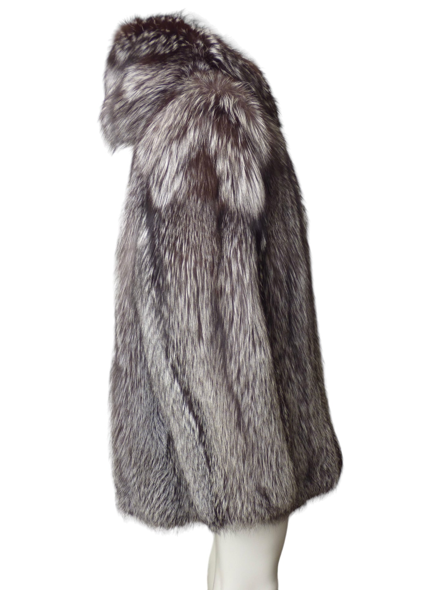 Silver Tip Fox Fur Coat, Size-2XL