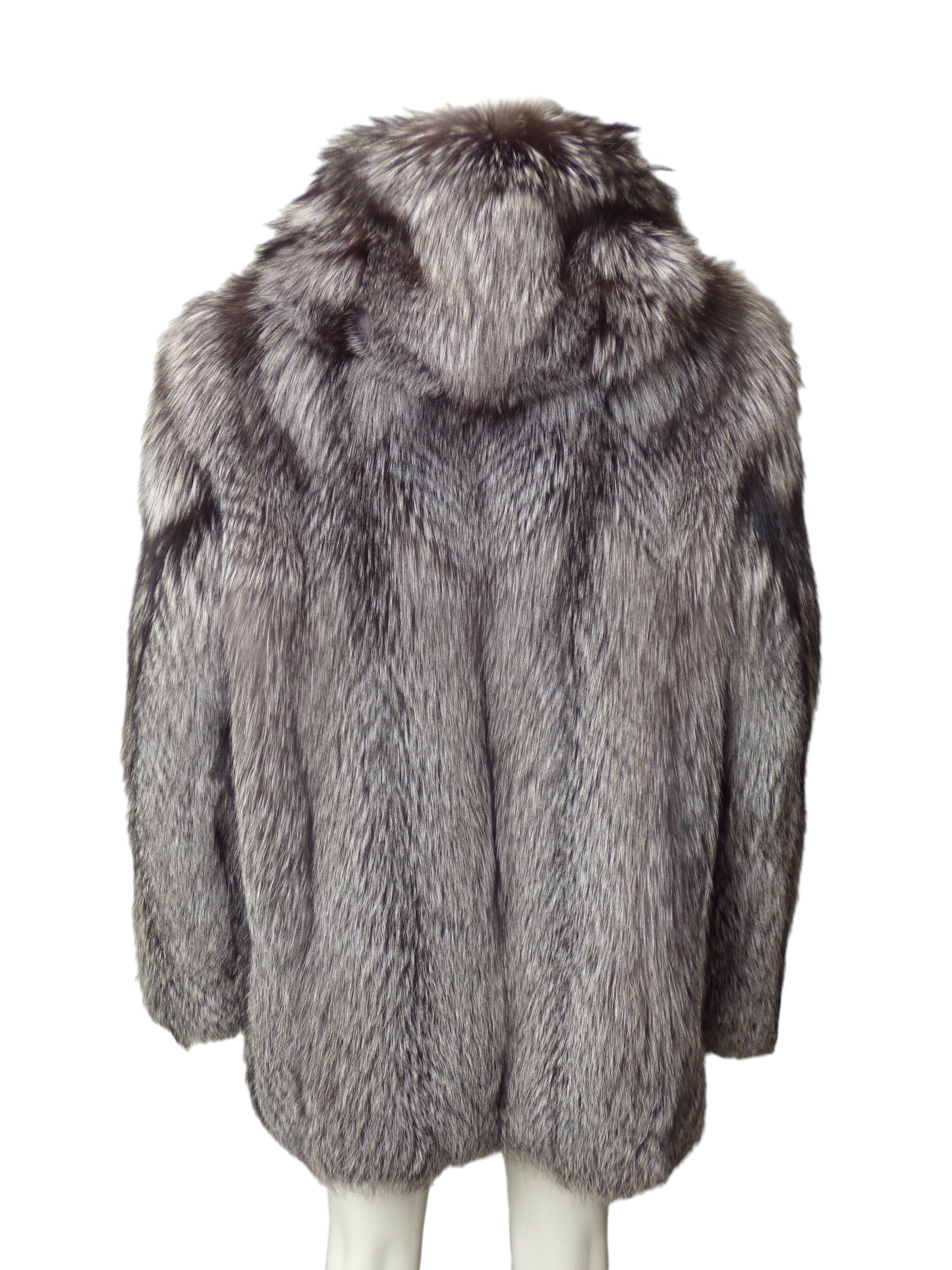 Silver Tip Fox Fur Coat, Size-2XL