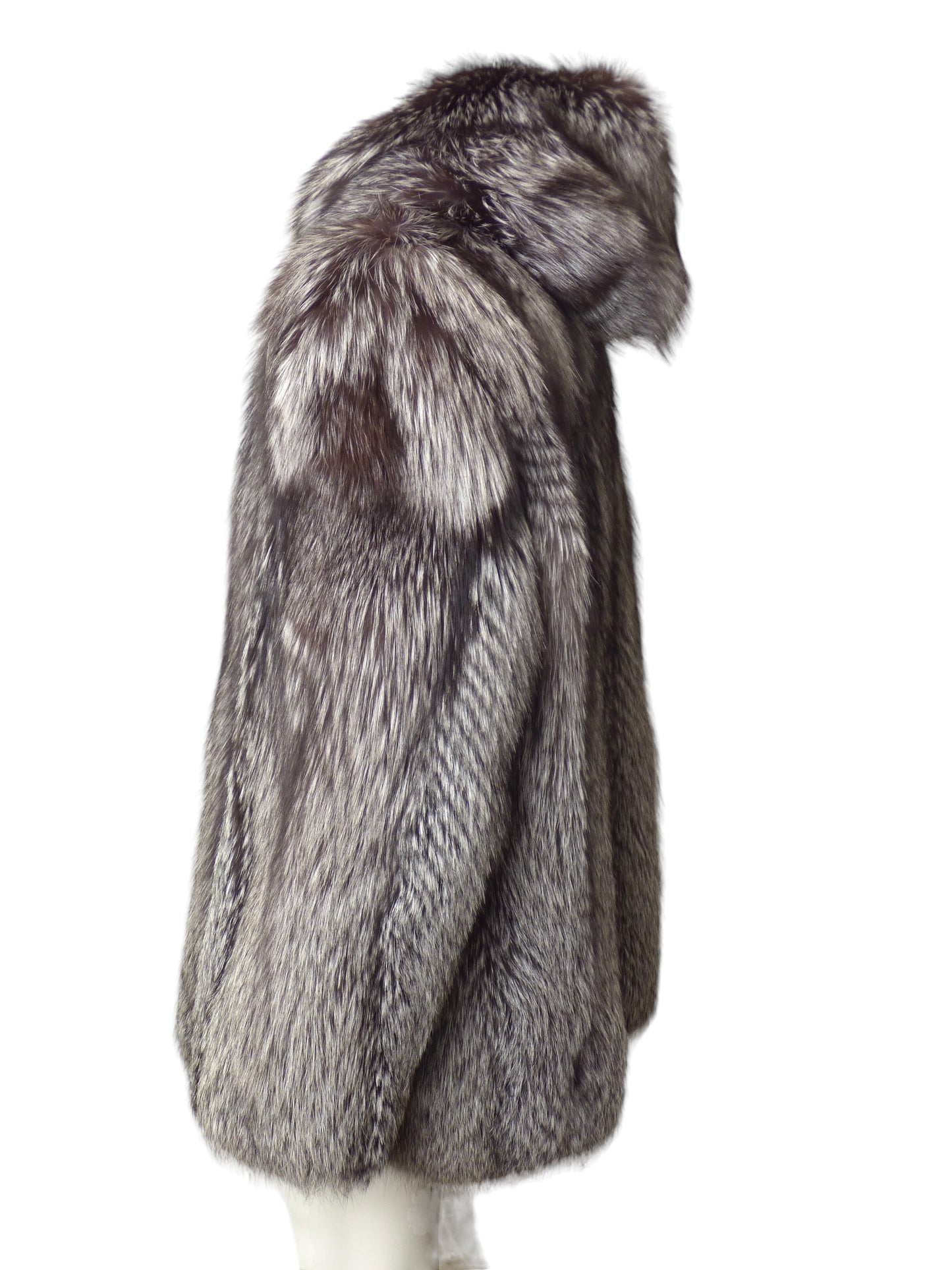 Silver Tip Fox Fur Coat, Size-2XL