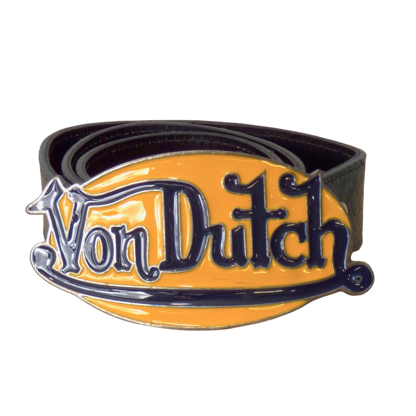 Von Dutch Enamel Belt Buckle & Leather Belt, Waist -40