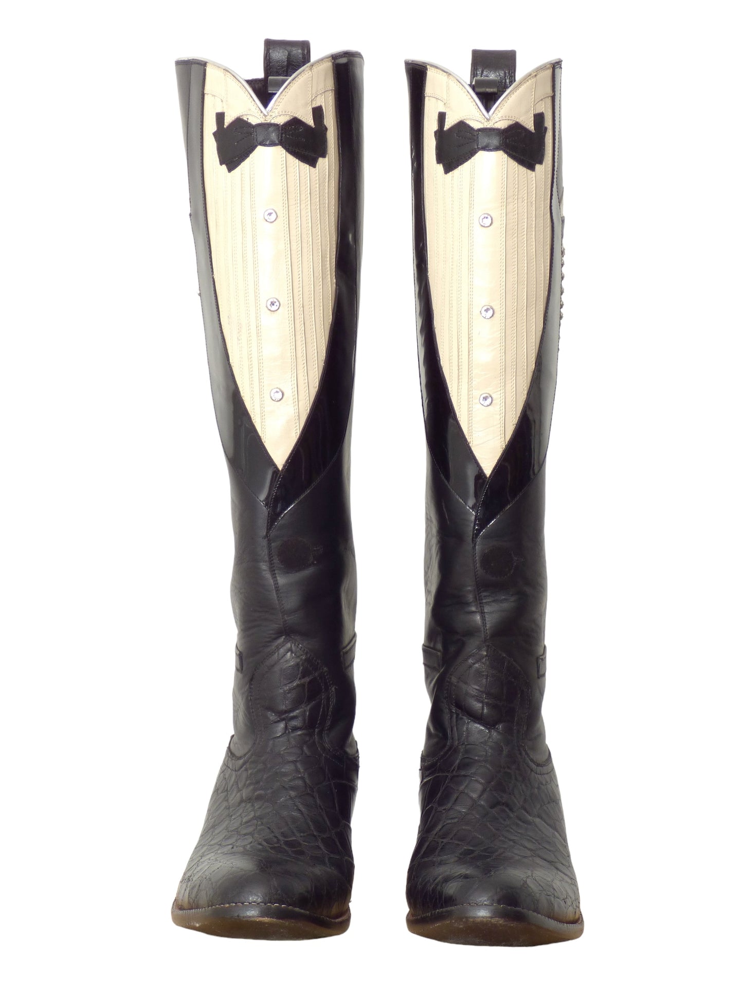 ROCKETBUSTER- Tuxedo Leather & Alligator Boots, Size 10