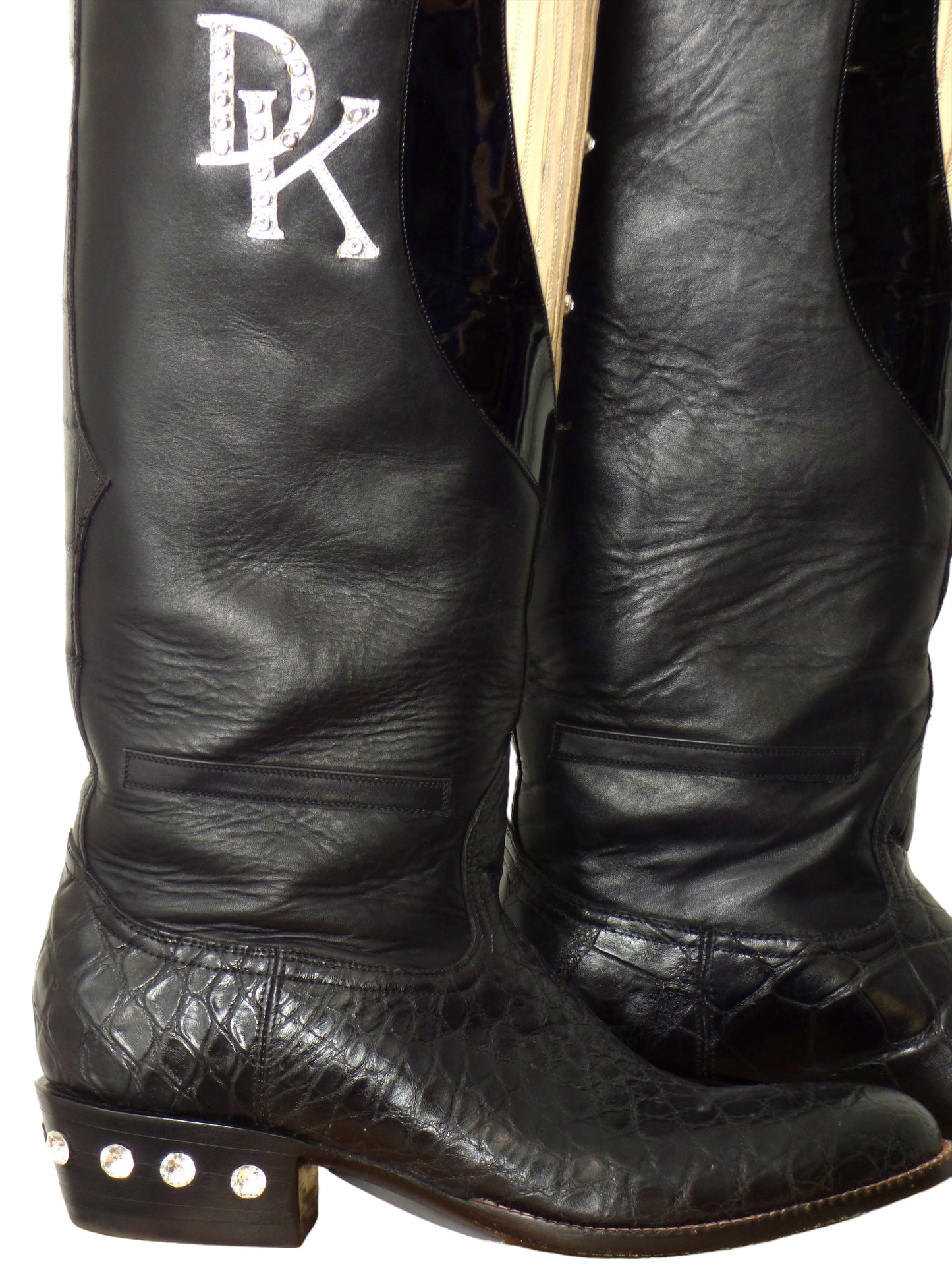 ROCKETBUSTER- Tuxedo Leather & Alligator Boots, Size 10