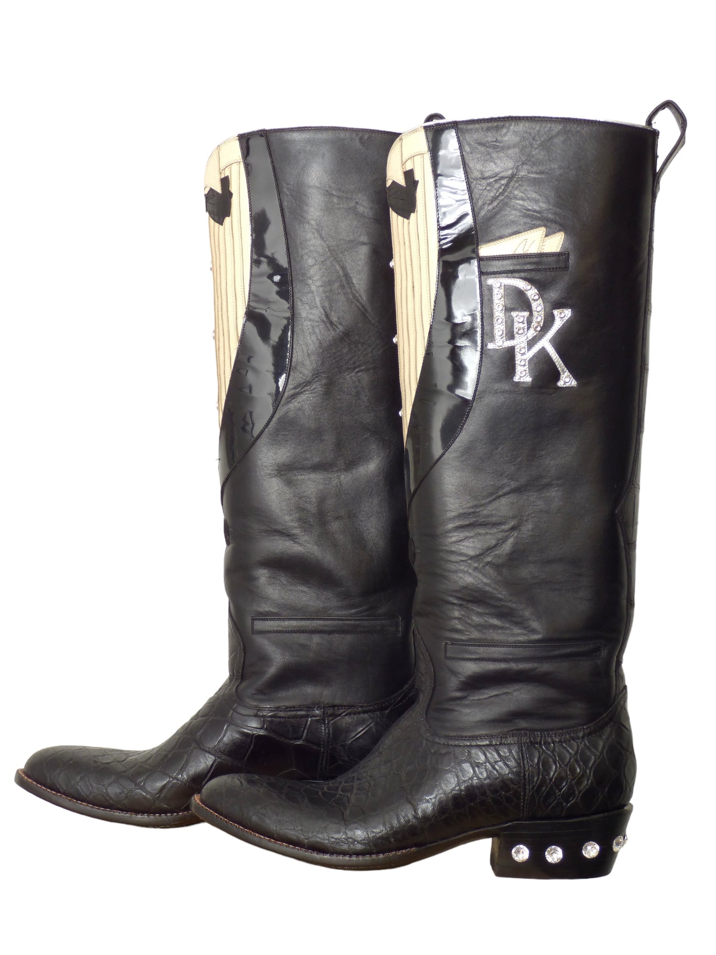 ROCKETBUSTER- Tuxedo Leather & Alligator Boots, Size 10