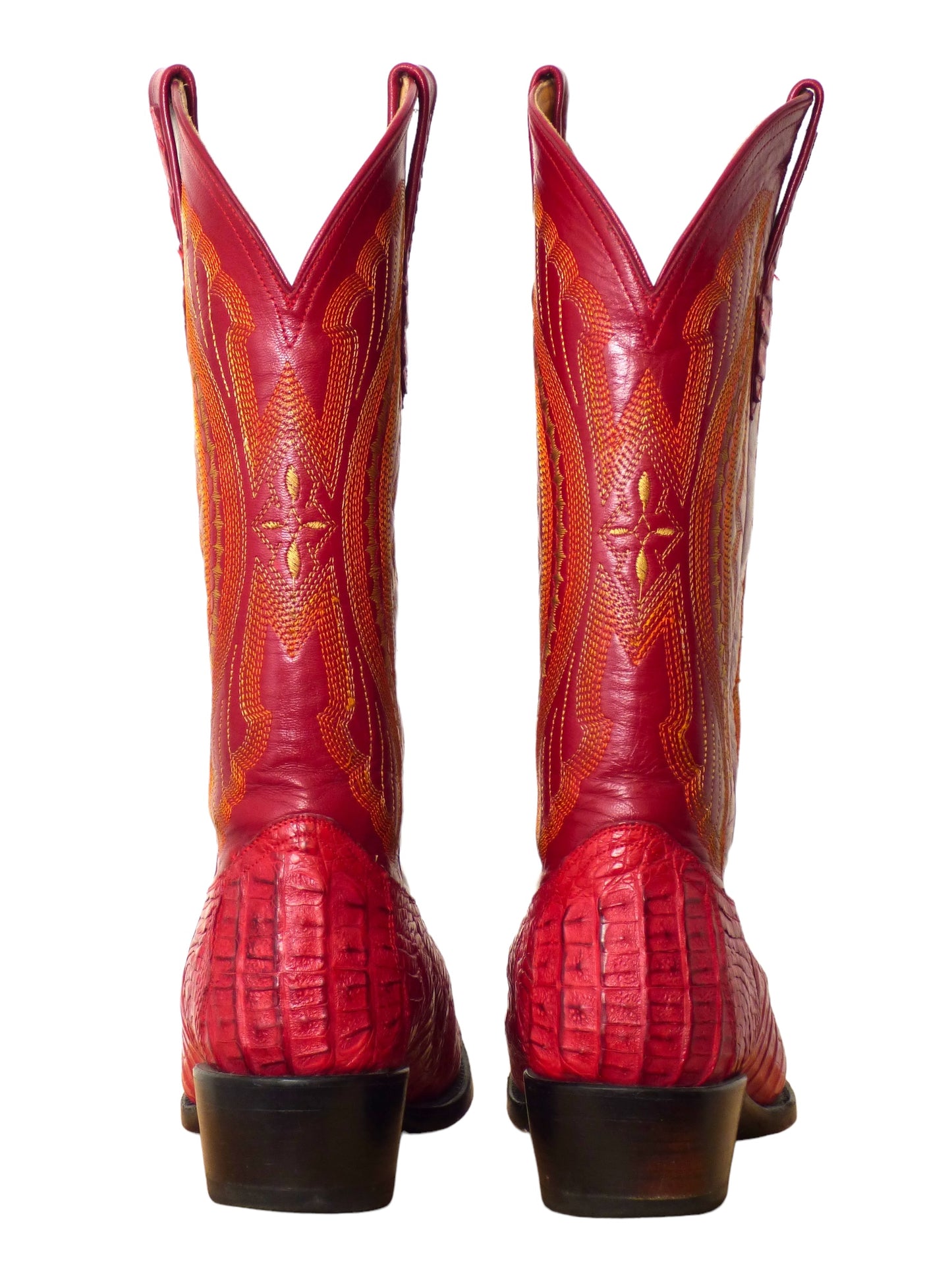 FERRINI- Red Leather & Cayman Boots, Size 9 1/2