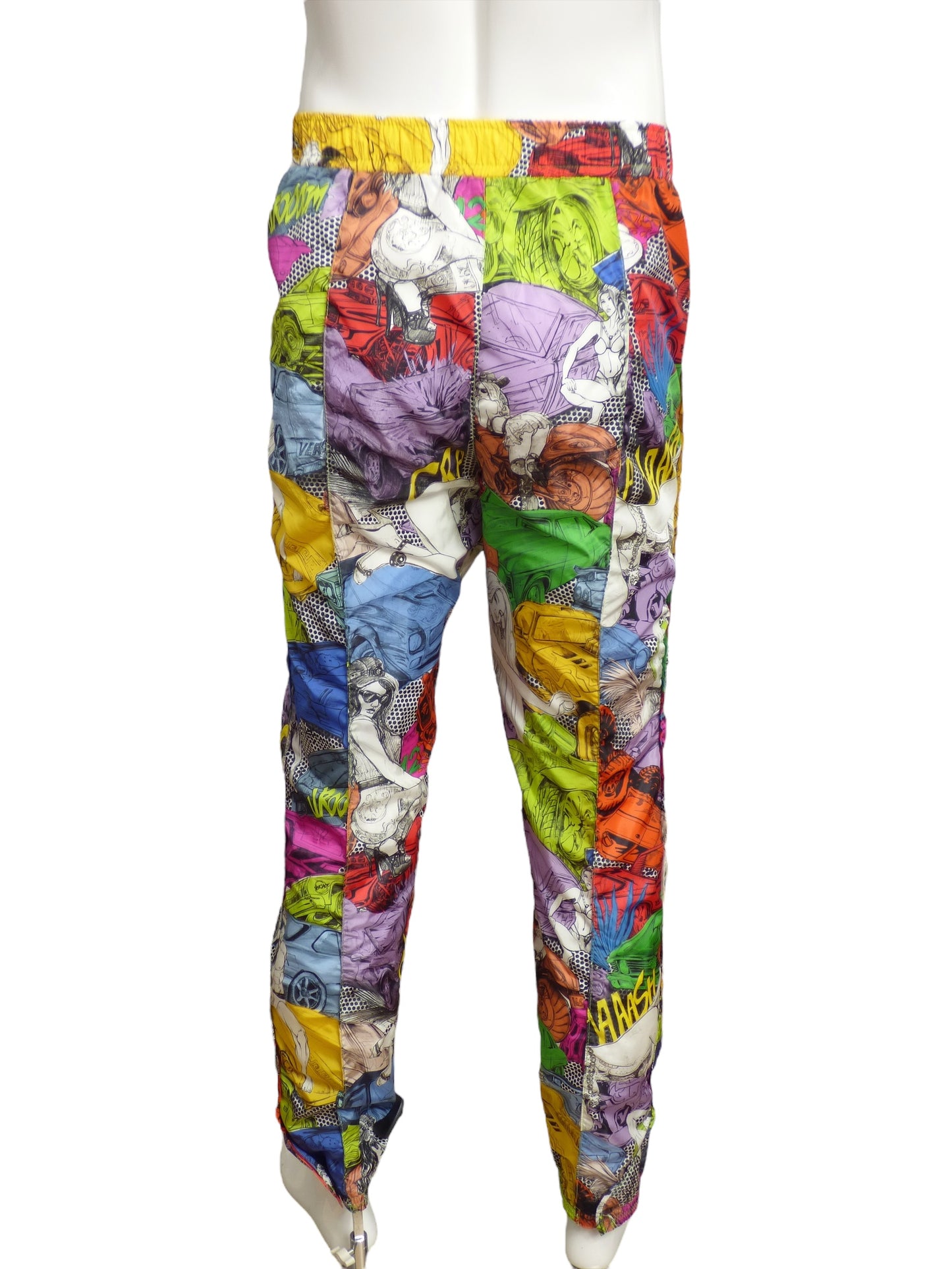 VERSACE- Nylon Graphic Print Joggers, Size Large