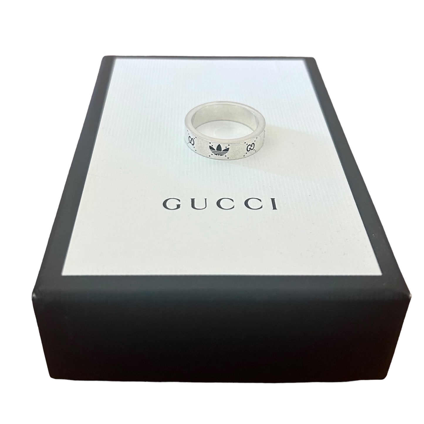 GUCCI X ADIDAS-NIB Logo Etched Silver Ring, Multi Sizes Available