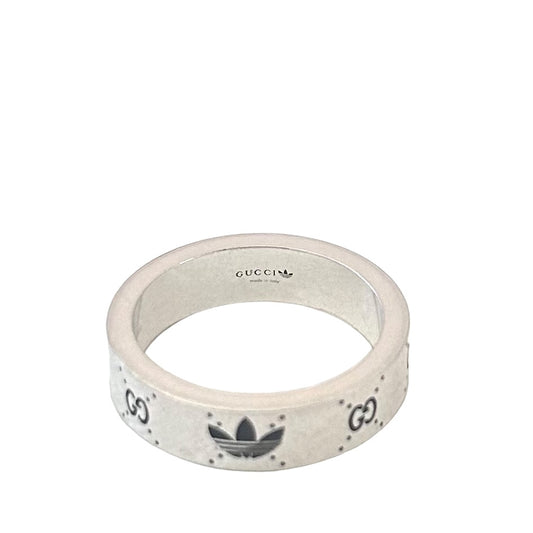 GUCCI X ADIDAS-NIB Logo Etched Silver Ring, Multi Sizes Available