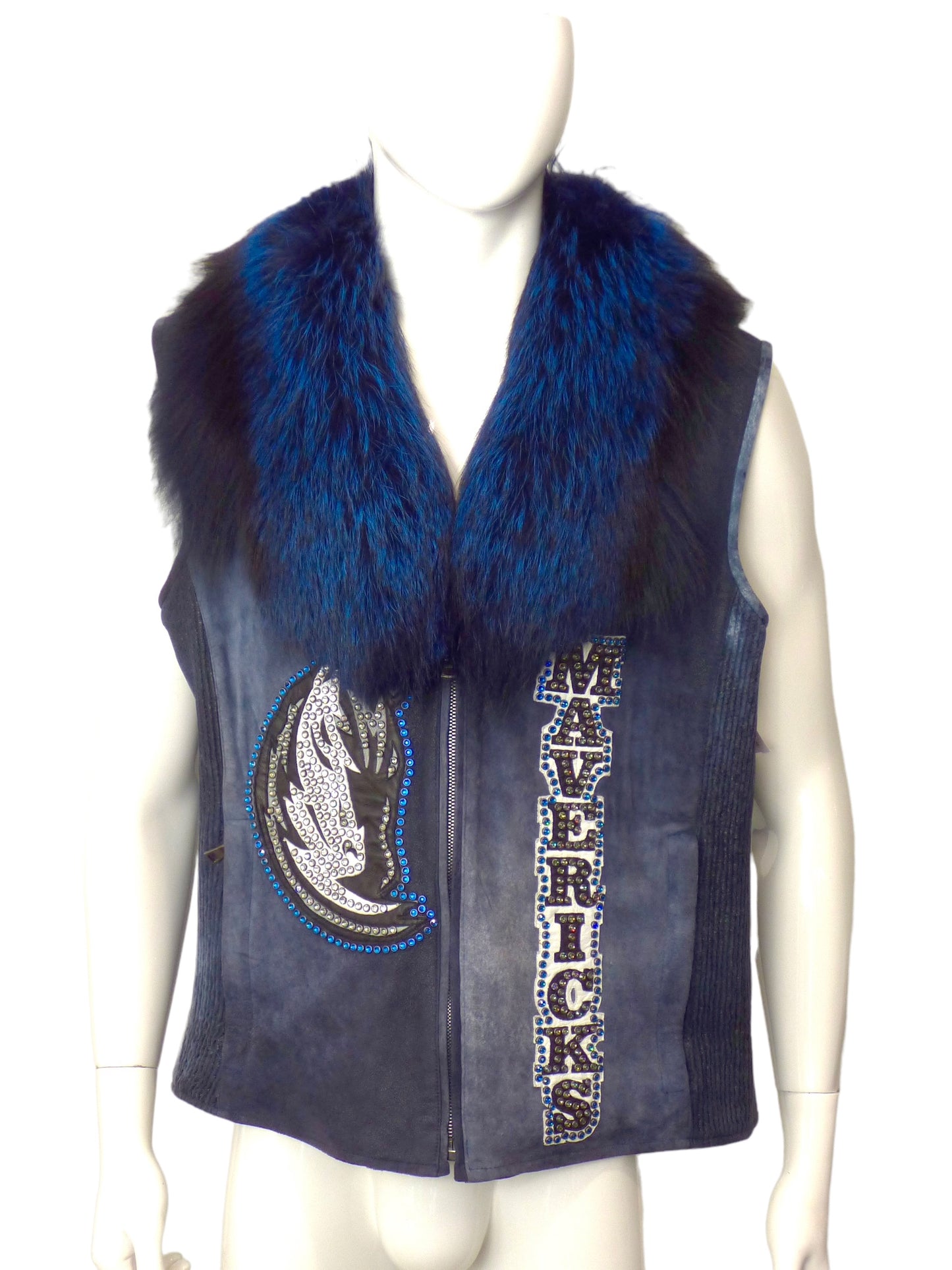 KIPPYS- Fox Fur & Suede Dallas Mavericks Vest, Size XL