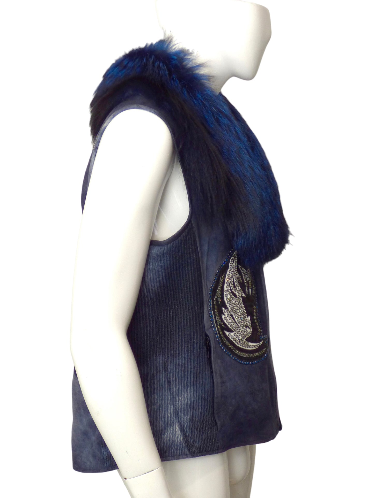 KIPPYS- Fox Fur & Suede Dallas Mavericks Vest, Size XL