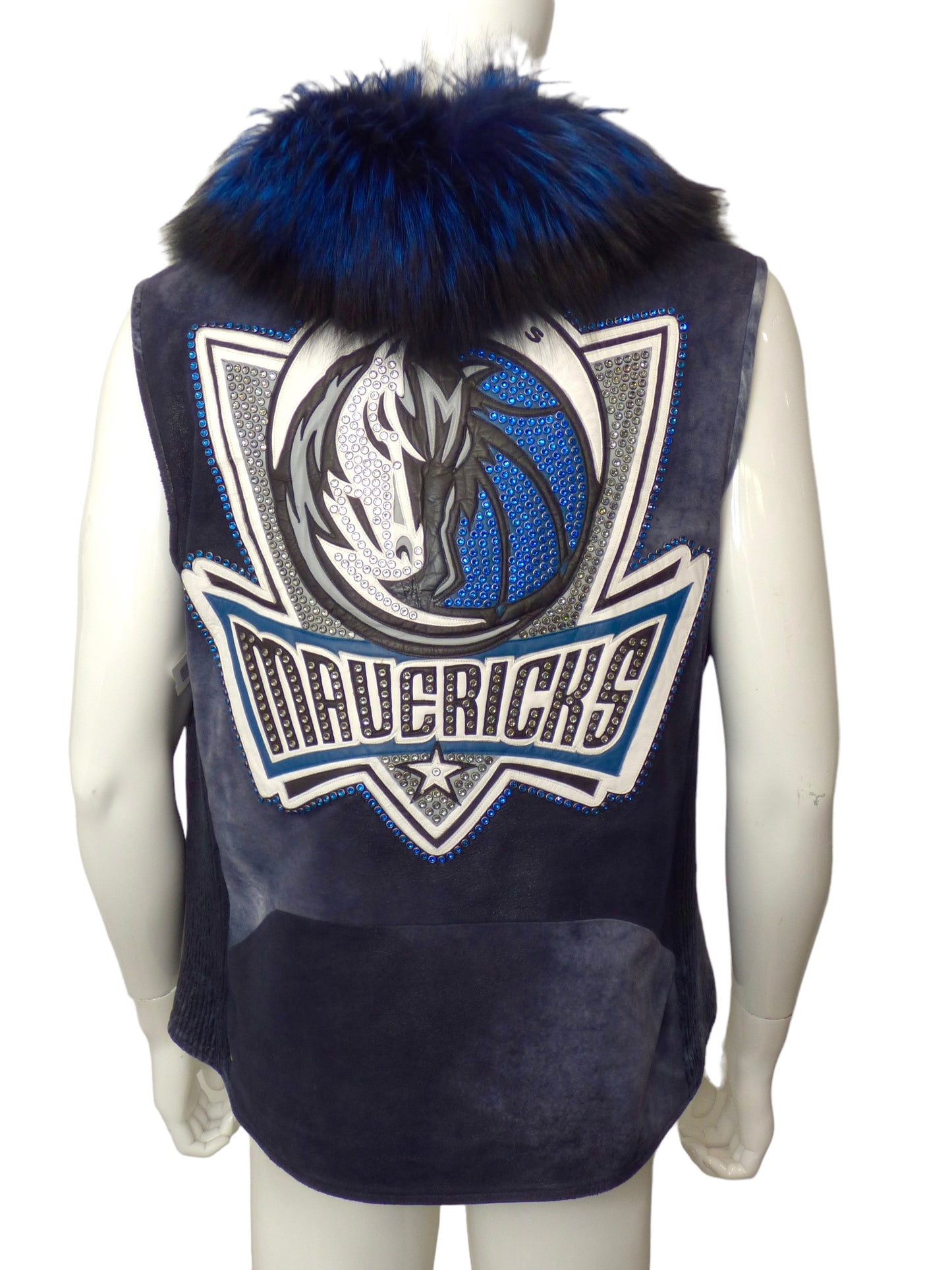 KIPPYS- Fox Fur & Suede Dallas Mavericks Vest, Size XL