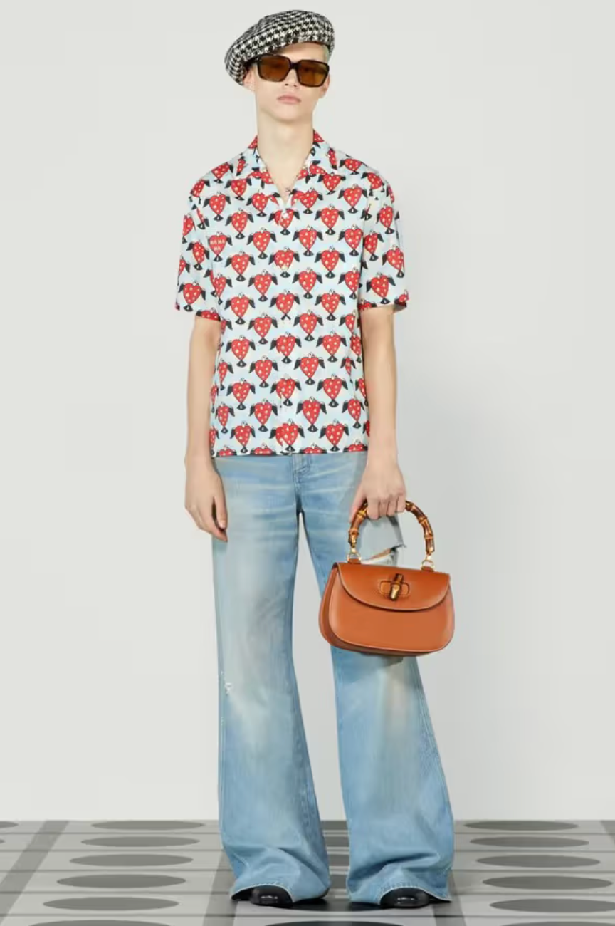 GUCCI- NWT Cotton Print S/S Shirt, Size Small