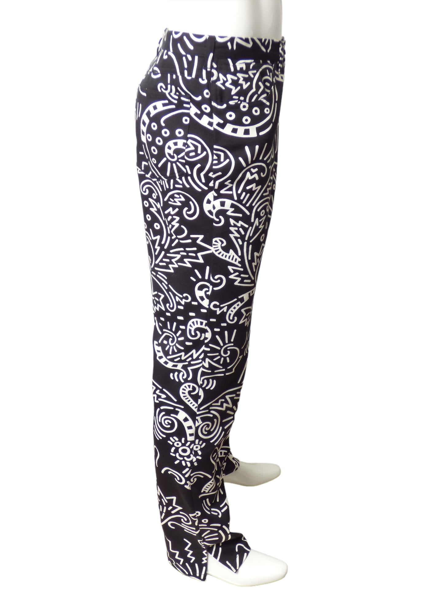 VERSUS VERSACE- Black & White Cotton Jeans, Waist 36"