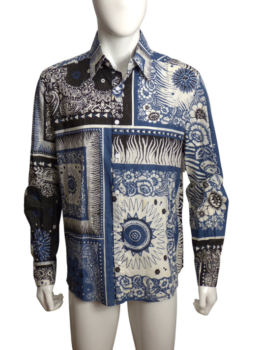 ROBERTO CAVALLI- Cotton Print L/S Shirt, Size XL