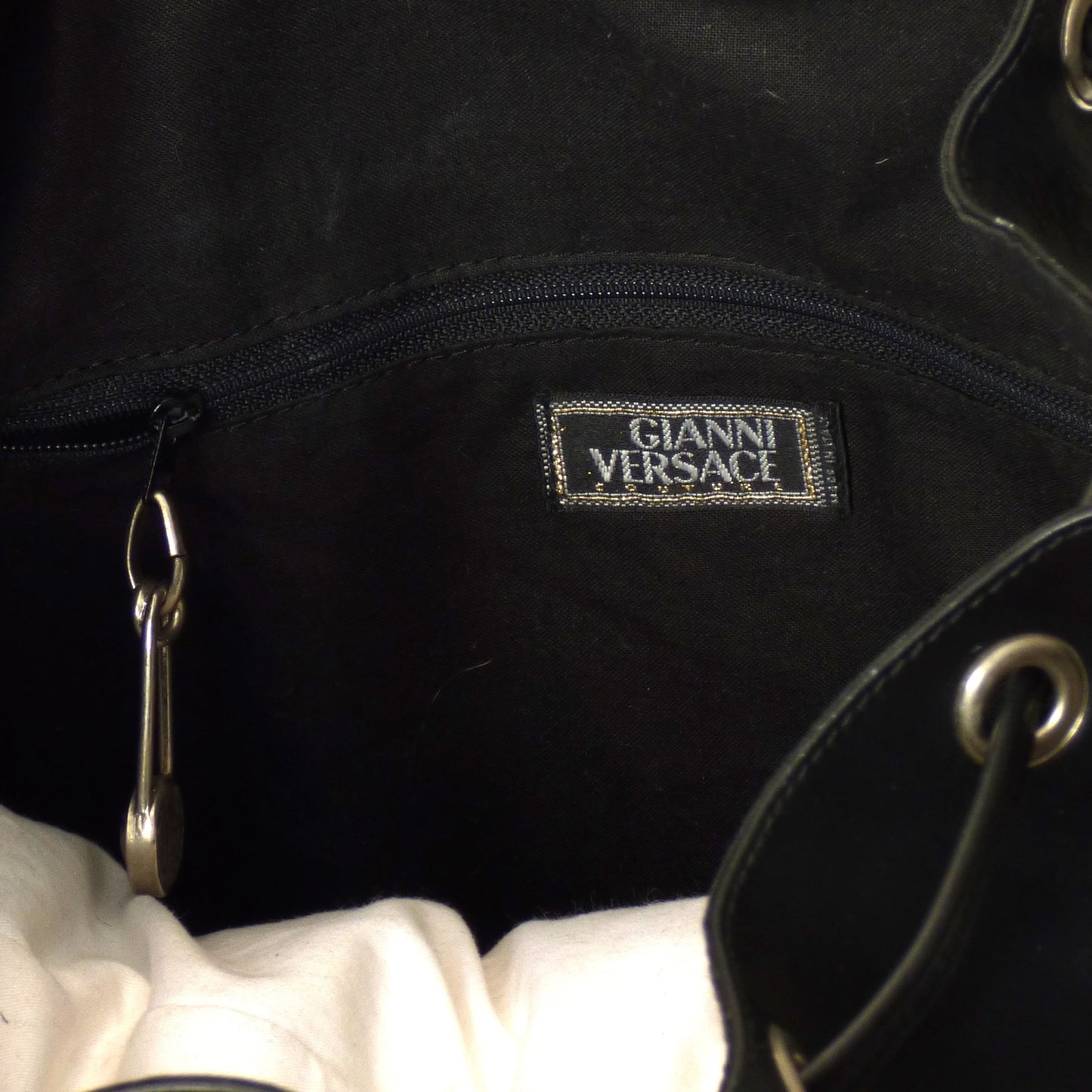 GIANNI VERSACE- 1994 Black Leather & Safety Pin Back Pack