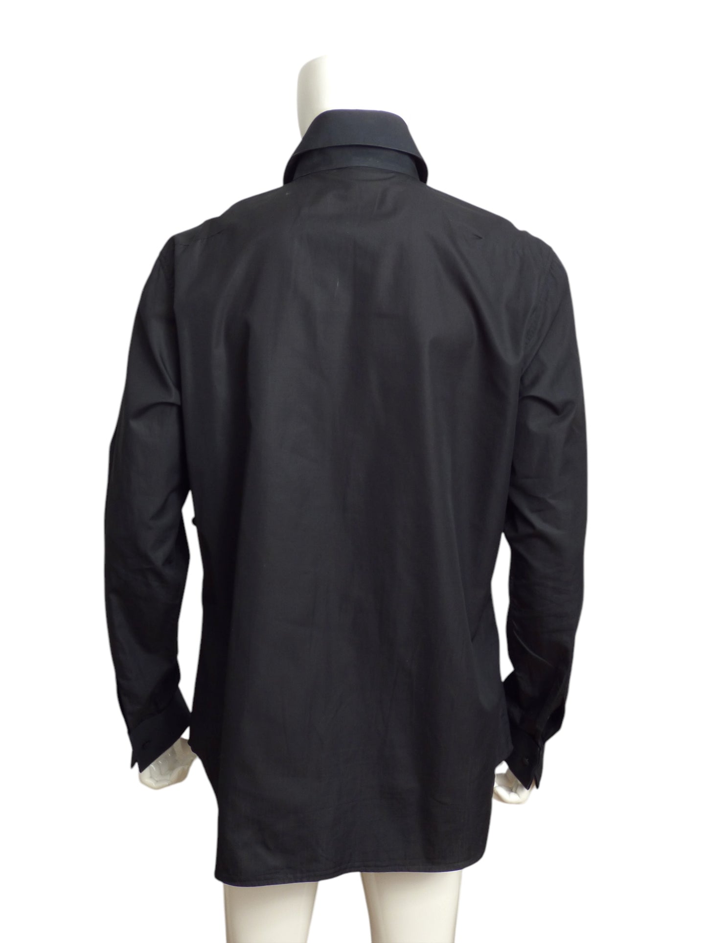 DIOR- Black Cotton L/S French Cuff Shirt, Size 2XL