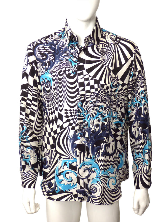 VERSUS VERSACE- 1990s Silk Print Shirt, Size XL