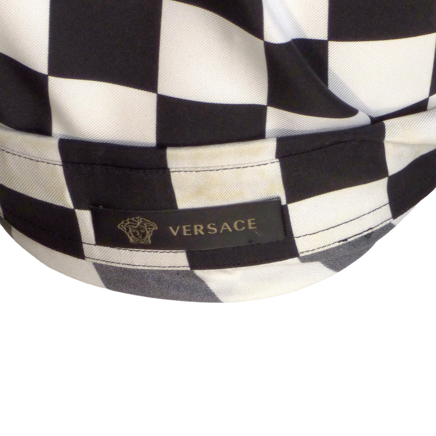 VERSACE-Silk Print Checkerboard Shirt, Size-XXLarge