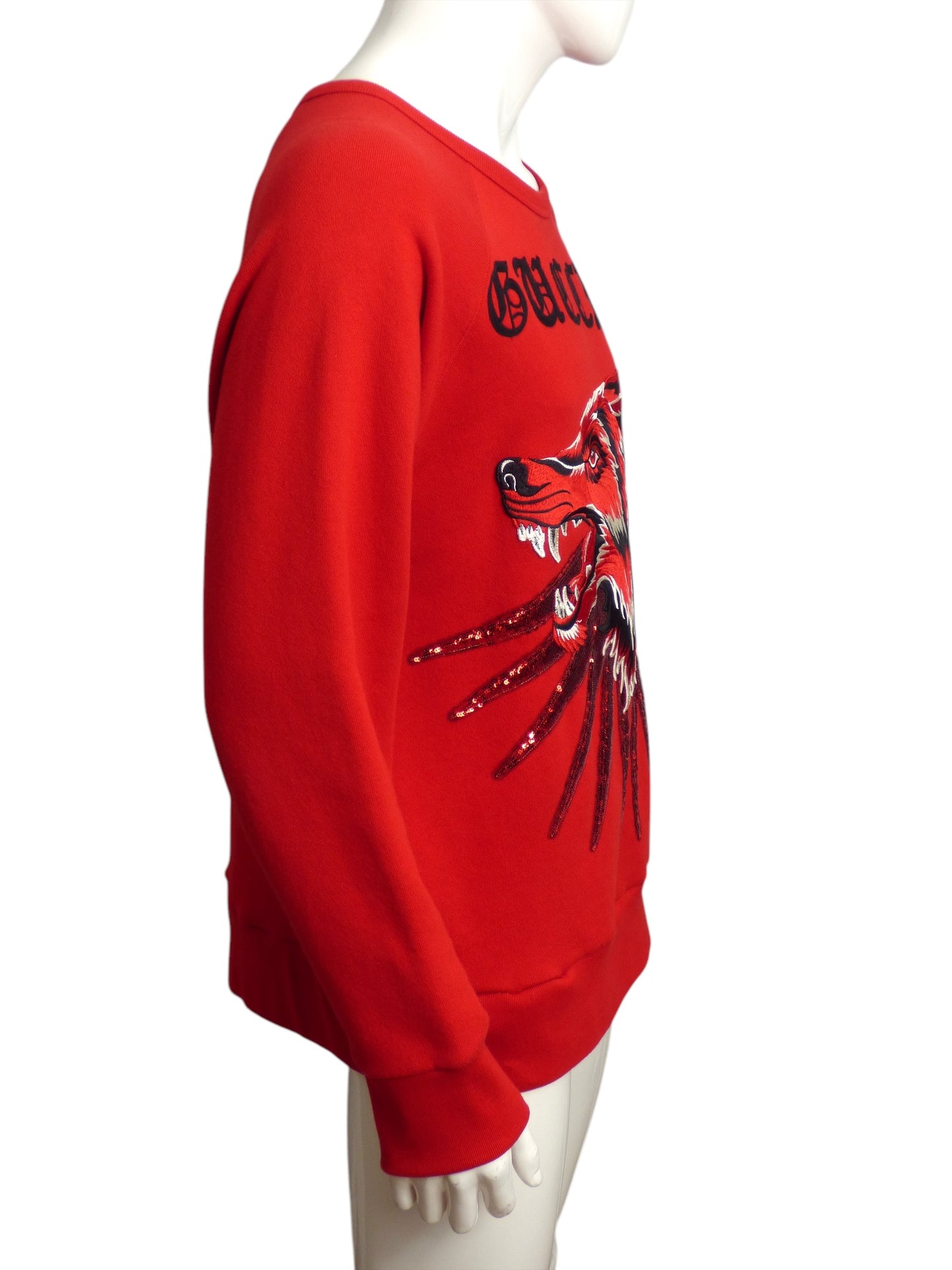 GUCCI- 2018 Red Sequin Wolf Sweater, Size XL