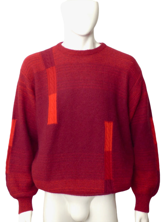 GIANNI VERSACE- 1990s Red Mohair Sweater, Size 2XL