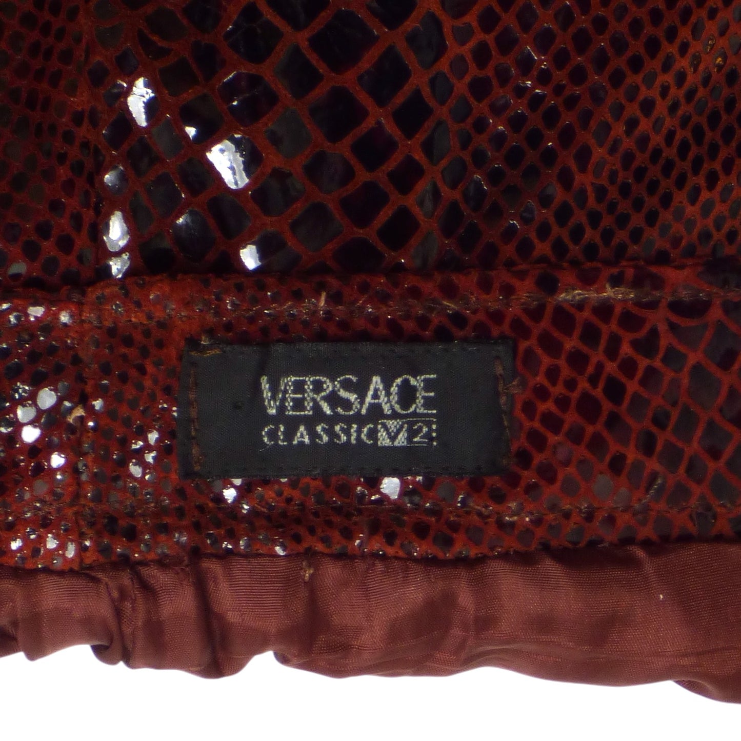 VERSACE CLASSIC v.2- 1990s Brown Snakeskin Print Pants, Waist-38"