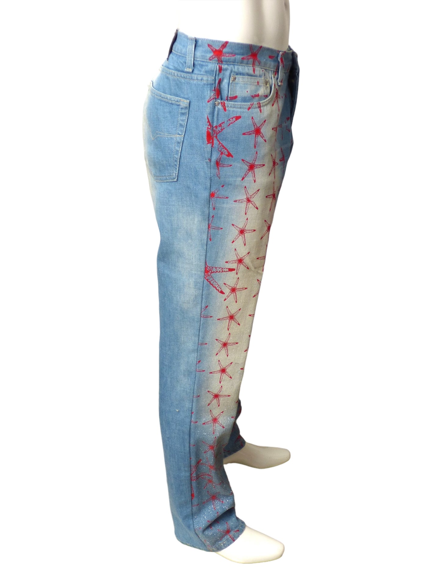 VERSACE JEANS COUTURE- 1990s Starfish Glitter Jeans, Waist 36"