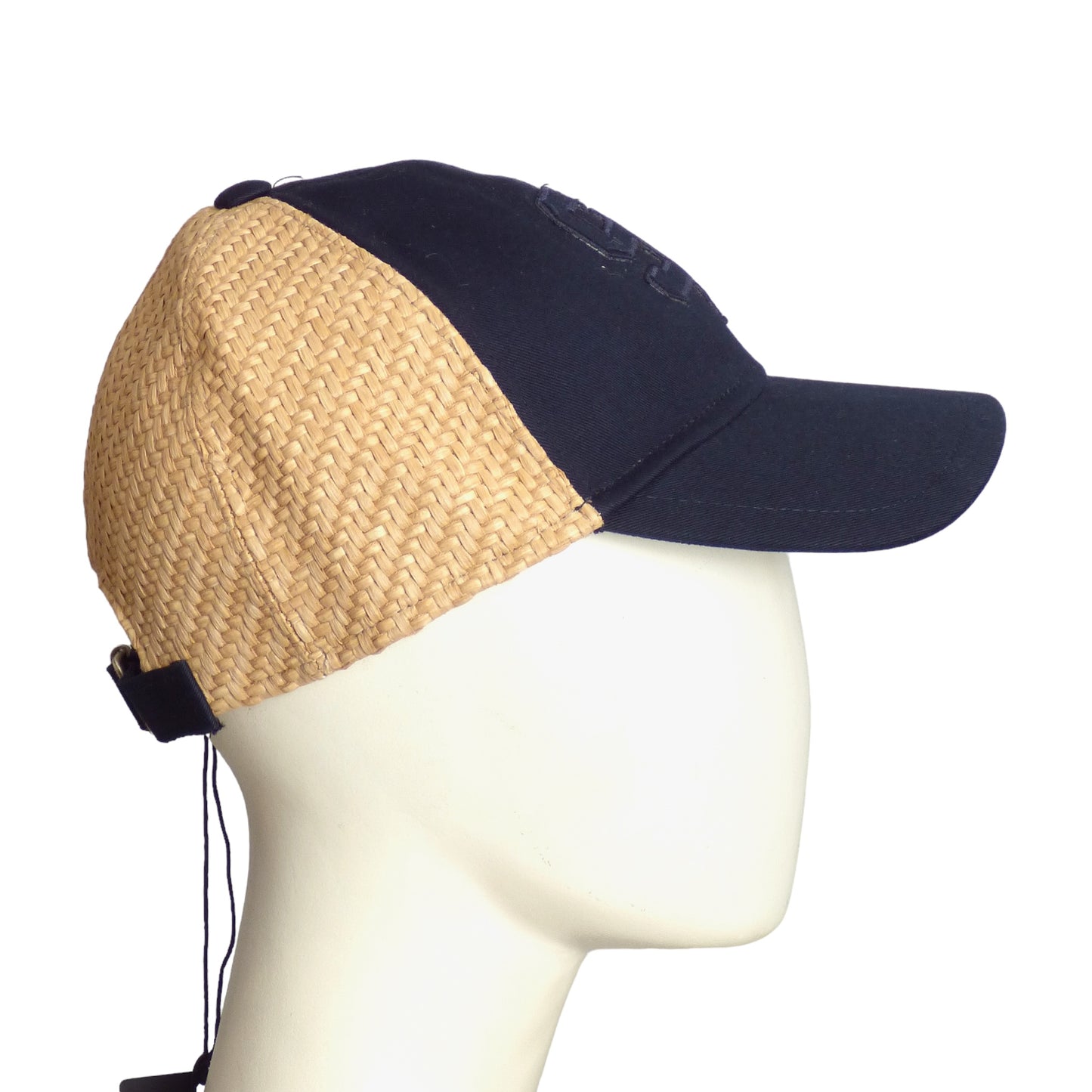 SAINT LAURENT- Twill & Straw Baseball Cap