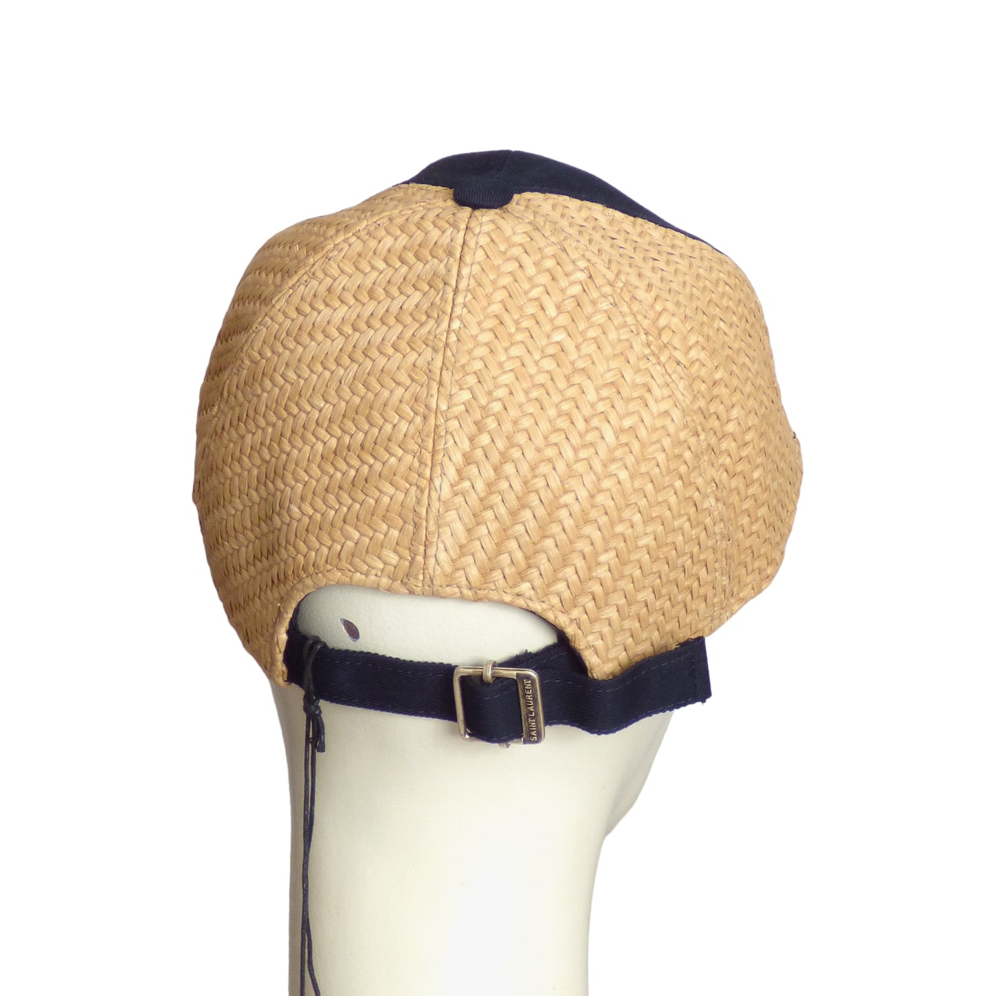 SAINT LAURENT- Twill & Straw Baseball Cap