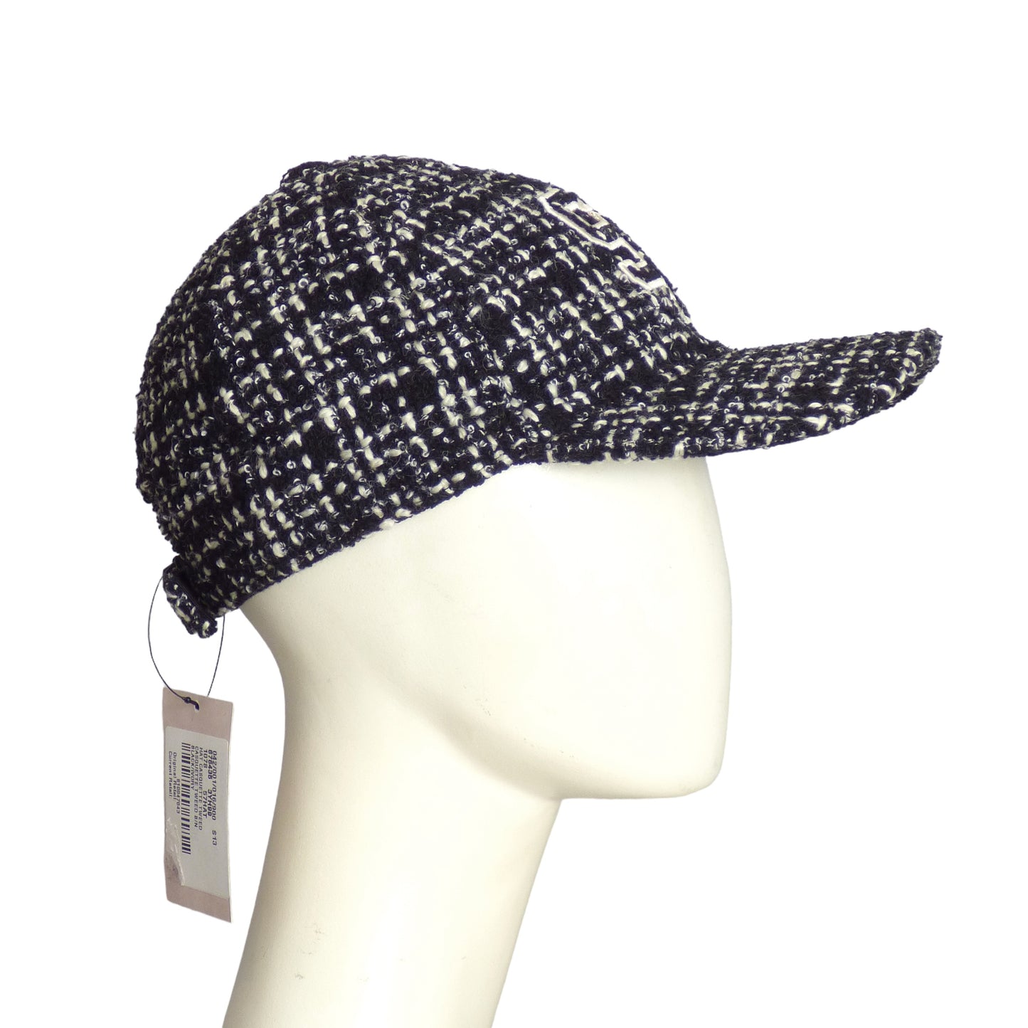 SAINT LAURENT- NWT Black & White Tweed Ball Cap-Small