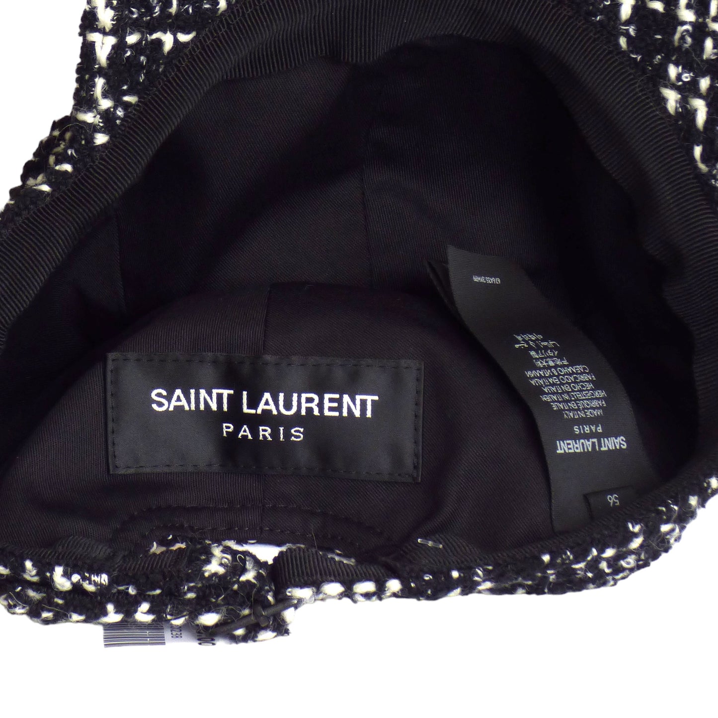 SAINT LAURENT- NWT Black & White Tweed Ball Cap-Small