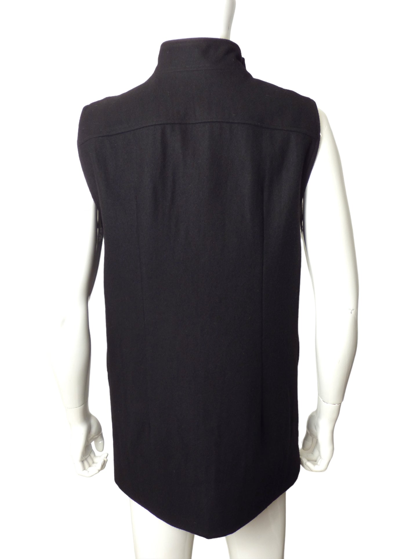 RICK OWENS- Black Wool Sleeveless Coats, Size Medium