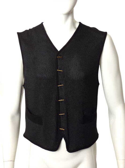 JEAN PAUL GAULTIER- 1990s Black Knit Cardigan Vest, Size Large