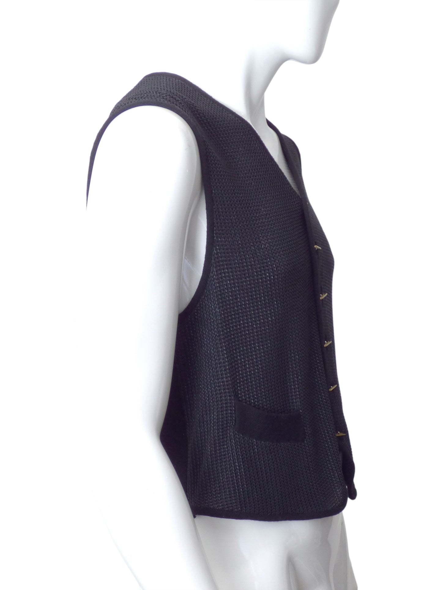 JEAN PAUL GAULTIER- 1990s Black Knit Cardigan Vest, Size Large