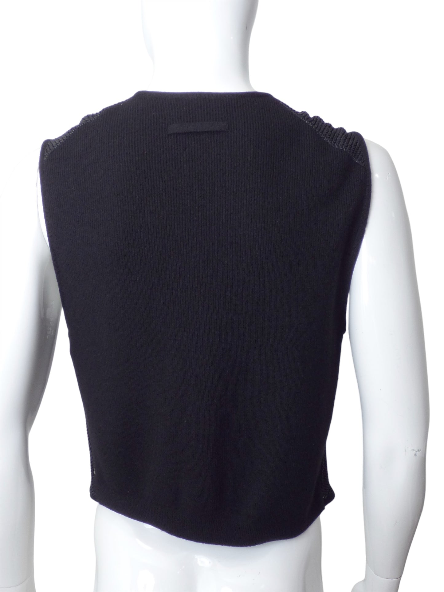 JEAN PAUL GAULTIER- 1990s Black Knit Cardigan Vest, Size Large