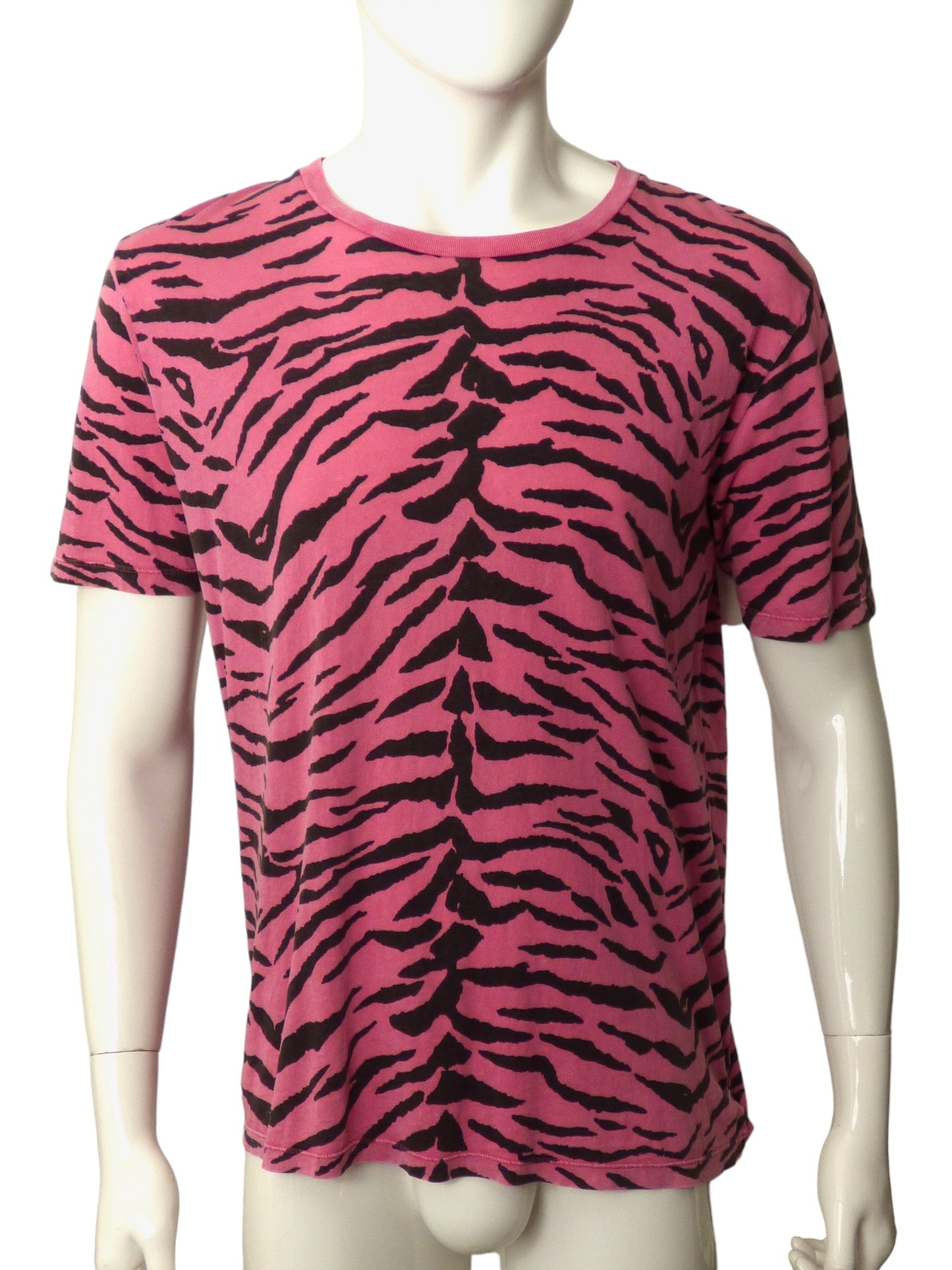 SAINT LAURENT- Pink Animal Stripe T-Shirt, Size Medium