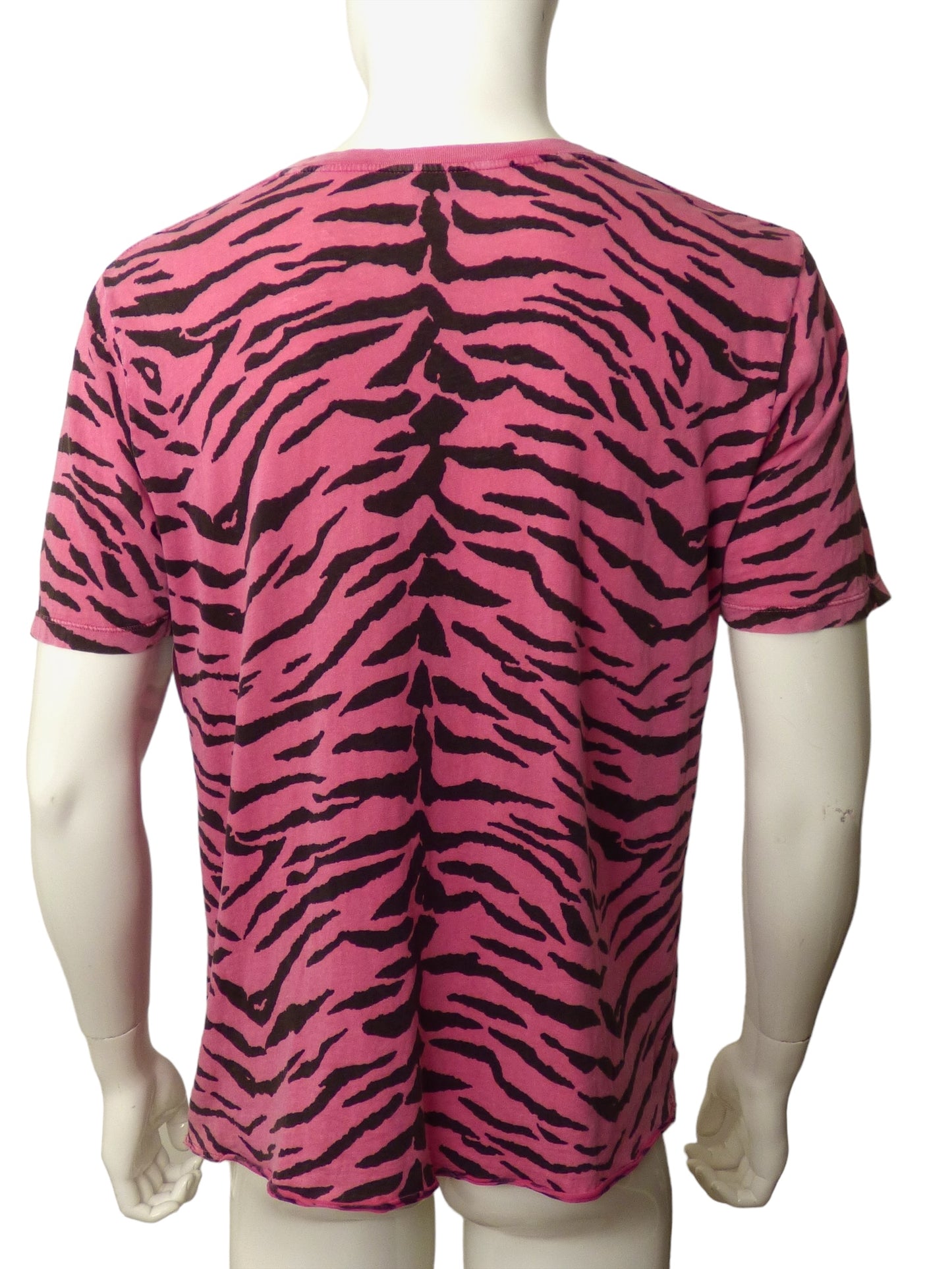 SAINT LAURENT- Pink Animal Stripe T-Shirt, Size Medium